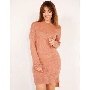UNISONO Italy Mohair Lightweight Sweater Dress NEW Pink Feminine Cozy Coquette